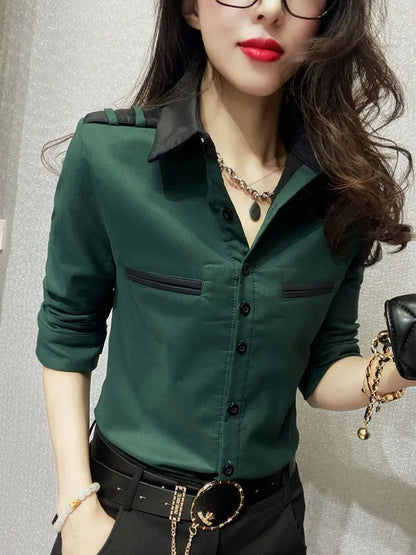 Luxury Fashion Office Slim Shirt Long For Women