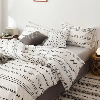 Black White Striped Quilt Duvet Covers