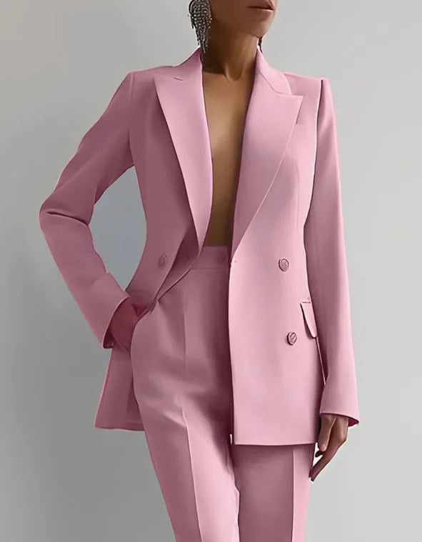 Long Sleeve Blazer Jacket With Long Pants Clothing Suit For Office