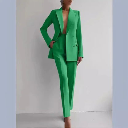 Long Sleeve Blazer Jacket With Long Pants Clothing Suit For Office