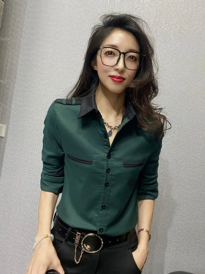 Luxury Fashion Office Slim Shirt Long For Women