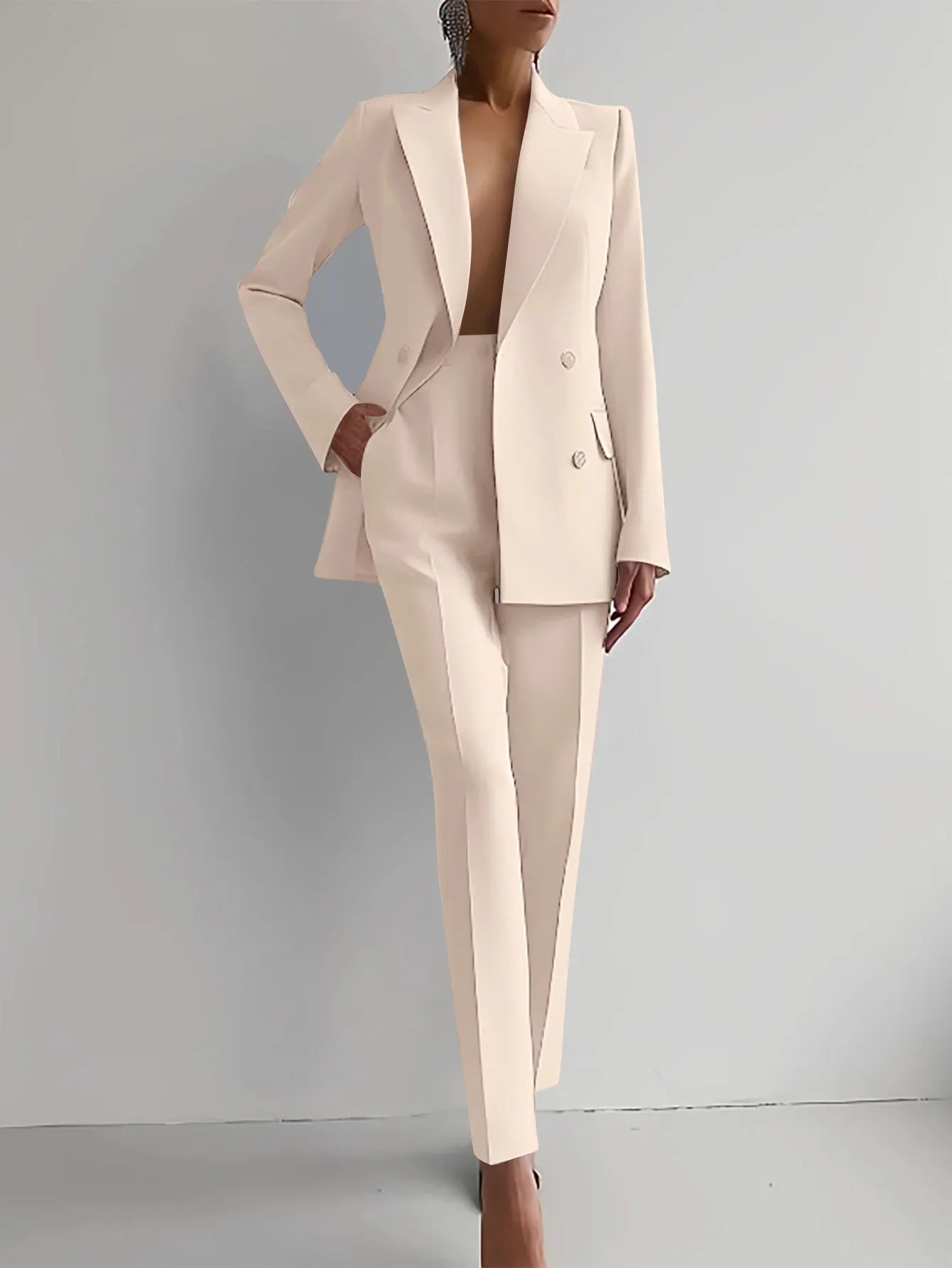 Long Sleeve Blazer Jacket With Long Pants Clothing Suit For Office