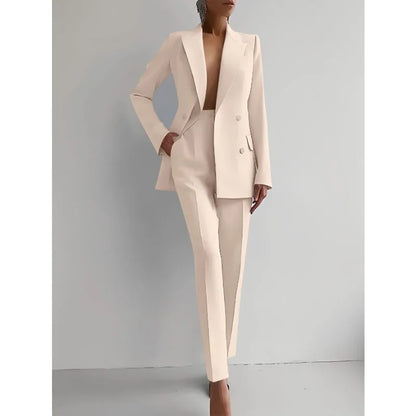 Long Sleeve Blazer Jacket With Long Pants Clothing Suit For Office