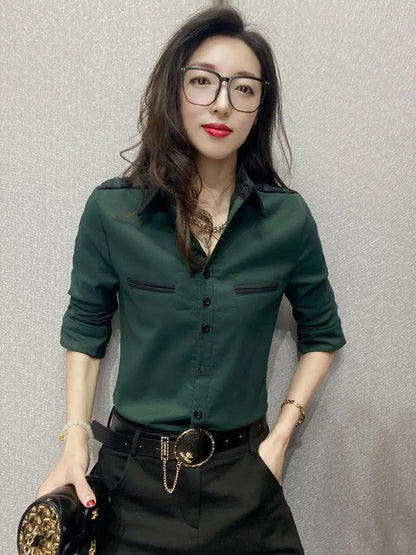 Luxury Fashion Office Slim Shirt Long For Women