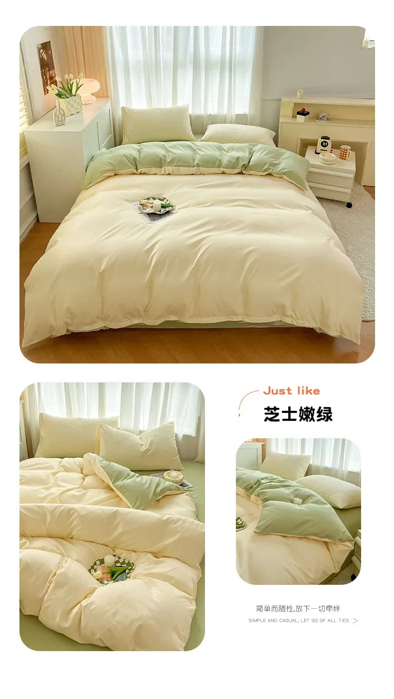 Solid Color Four Piece Bedding Set