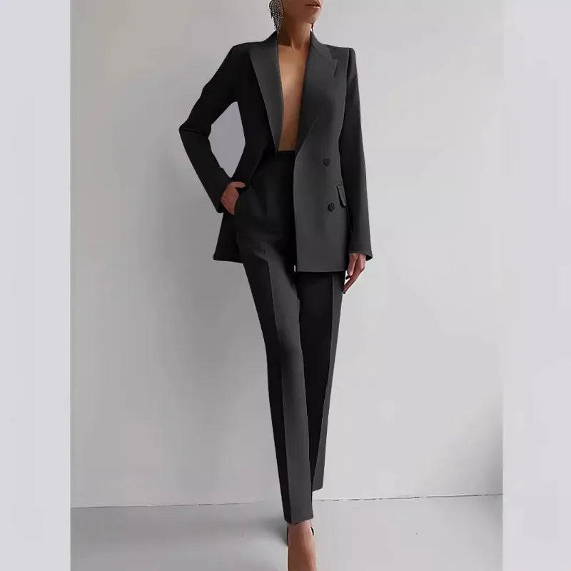 Long Sleeve Blazer Jacket With Long Pants Clothing Suit For Office