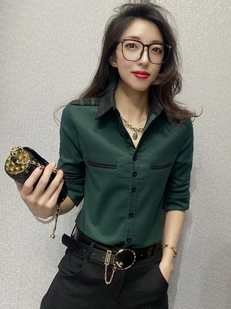 Luxury Fashion Office Slim Shirt Long For Women