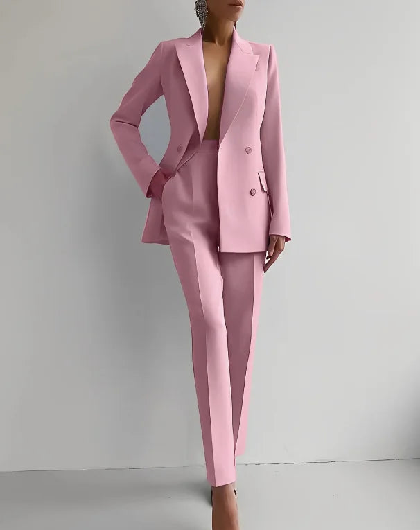 Long Sleeve Blazer Jacket With Long Pants Clothing Suit For Office