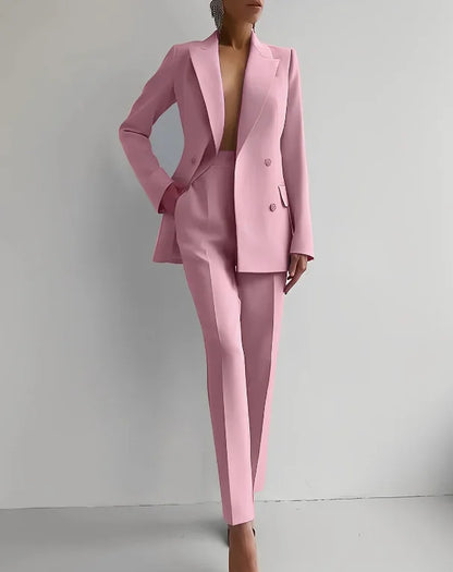 Long Sleeve Blazer Jacket With Long Pants Clothing Suit For Office