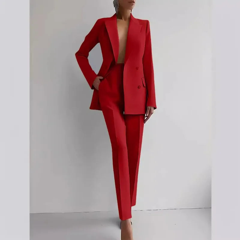 Long Sleeve Blazer Jacket With Long Pants Clothing Suit For Office