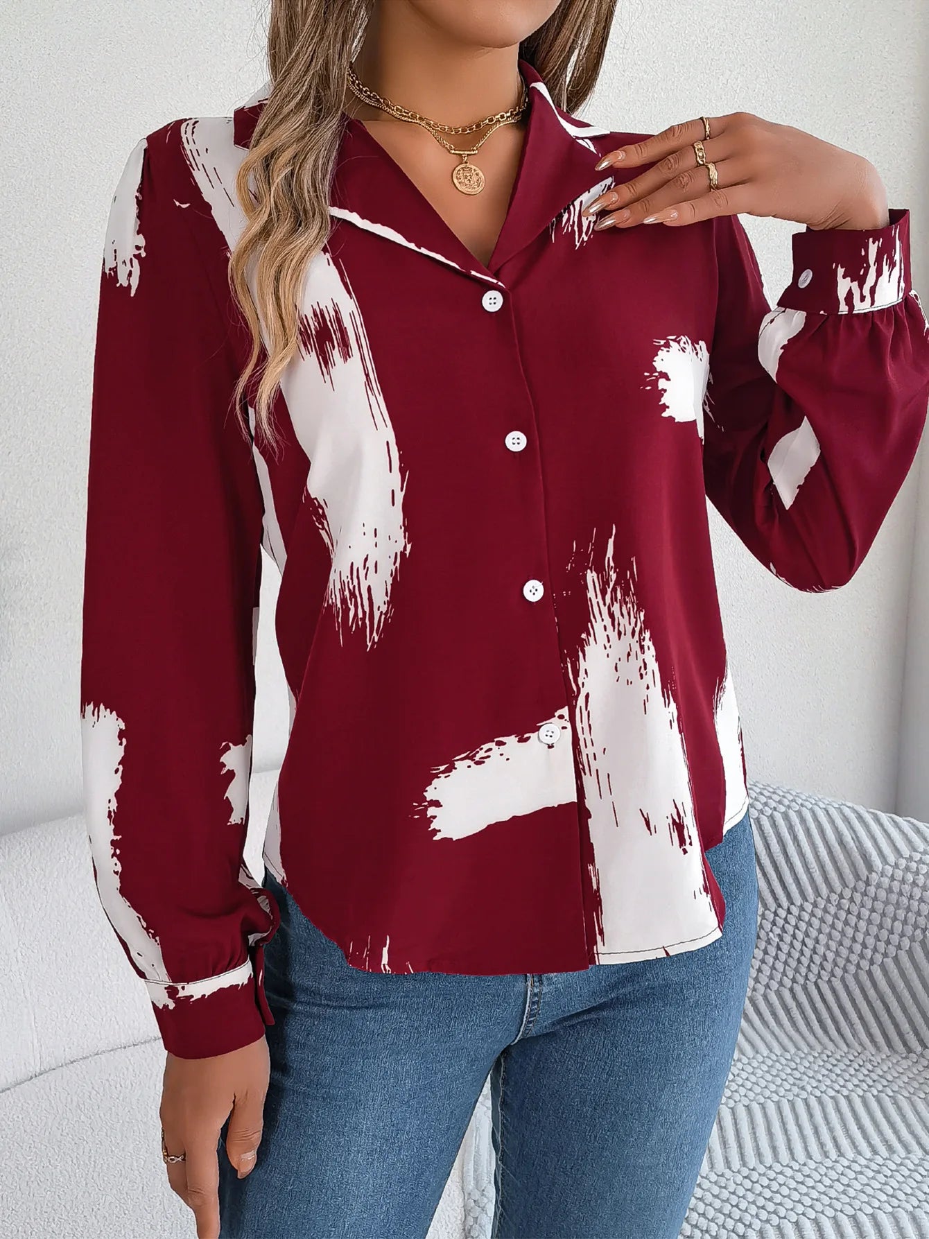 Collar Long Sleeve  Shirt