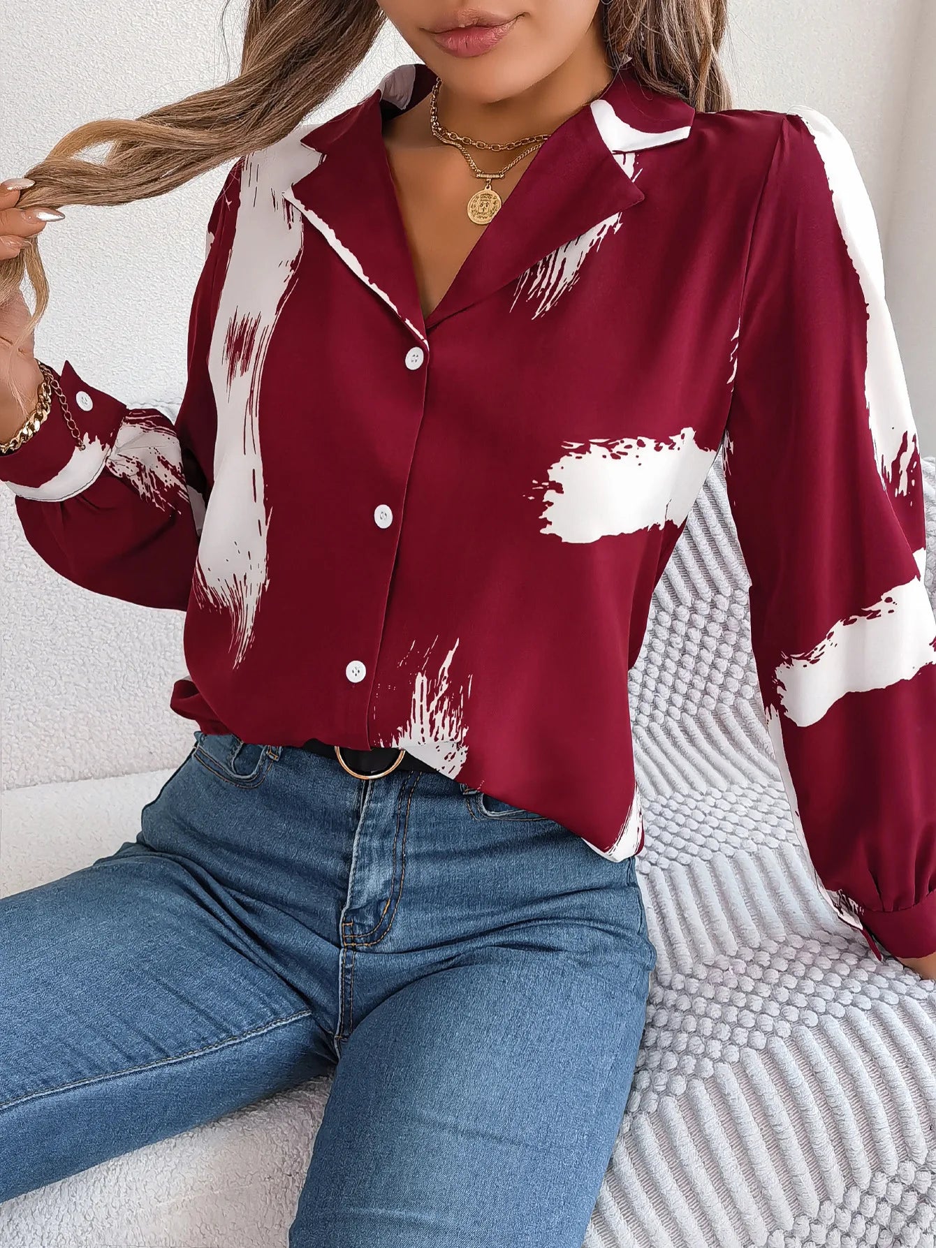 Collar Long Sleeve  Shirt