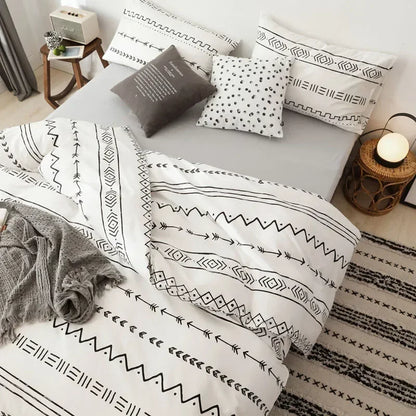 Black White Striped Quilt Duvet Covers