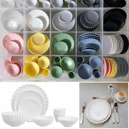 8Pcs/Set 1:12 Dollhouse Tableware Miniature Food Utensil Bowl Dish Plate Kitchen Furniture Photo Props Scene Sandtable Ornaments