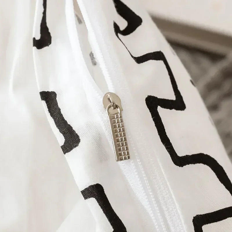 Black White Striped Quilt Duvet Covers